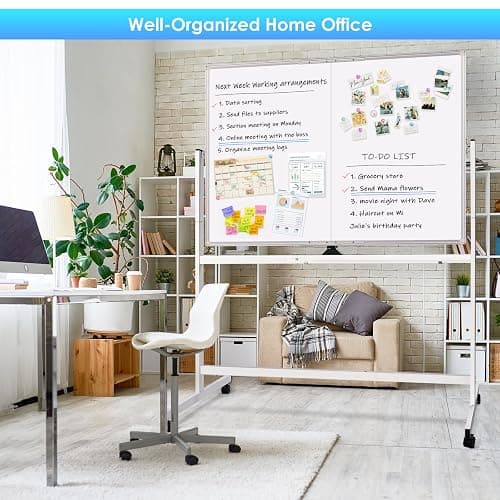 maxtek Rolling Whiteboard, 48x36 Large Magnetic White Board with Stands, Big Double-Sided White Board Dry Erase on Wheels for Homeschool, Home Office, Office, School (Silver, 48 x 36) thumbnail 6