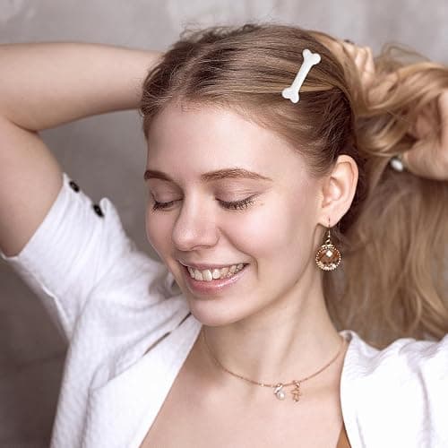 6 Pcs Bone Hair Clip, White Bones Hairpins Skull Skeleton HairPins for Women Girls White Dog Bone Alligator Clips Halloween Cosplay Costume Decorative Hair Pins Accessories, Daily Wear thumbnail 6