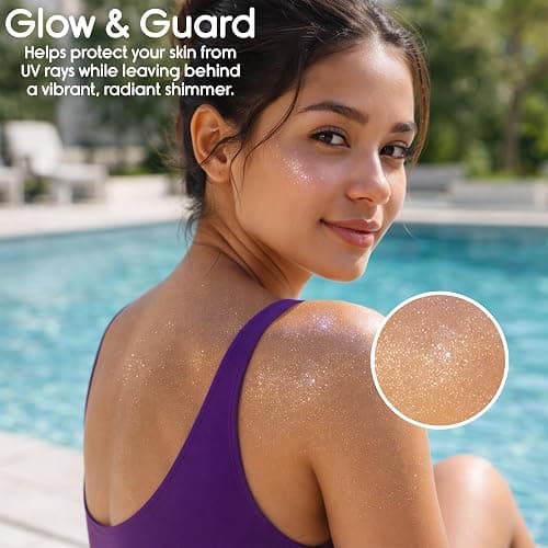 Glitter Sunscreen SPF 50 Lotion 4.5oz - Sparkle & Shimmer Sunscreen - Colored Sun screen for Kids & Women - UVA/UVB Sunshine Protection + 80 Min Water Resistant - (Scented) (USA Made) thumbnail 5