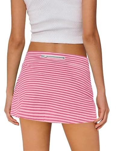 LAMISSCHE Skirt with Shorts Underneath Athletic Skorts Striped Tennis Skirt Summer Mini Skirt Gym Golf Skirts thumbnail 4