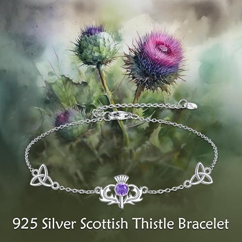 Scottish Thistle Bracelet 925 Sterling Silver Scottish Bracelet Celtic Knot Scottish Thistle Jewelry Gift For Women thumbnail 6