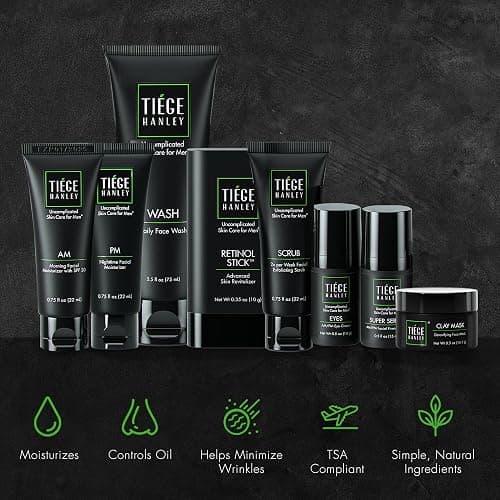 Tiege Hanley Skin Care Set for Men, Rejuvenation Routine, System Level 5, Face Wash, Scrub, Moisturizers, Eye Cream, Serum, Clay Mask, & Retinol Stick for Healthy Skin, Men’s Skin Care, 8 Piece Kit thumbnail 4