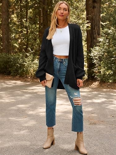 LILLUSORY Womens Oversized Cardigans Soft Knit Cardigan Sweater with Pockets thumbnail 6