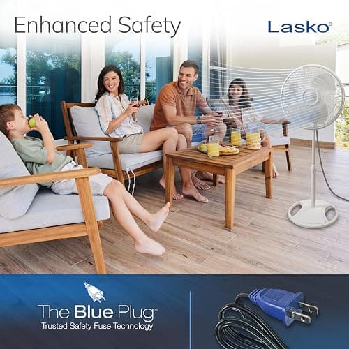 Lasko Oscillating Pedestal Fan - Adjustable to 47" - 2520 - White | Cooling Standing Fan for Bedroom, Living Room, and Home Office, 16" Blade Diameter, 3 Quiet Speeds thumbnail 6
