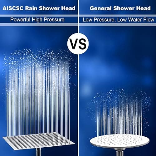 Aiscsc Rain Shower Head - 10 Inch High Pressure Shower Heads 304 Stainless Steel Ultra Thin Square Showerhead Pressure Boosting Design, Ceiling or Wall Mount thumbnail 7