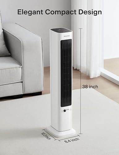 PELONIS Oscillating Tower Fan and Heater Combo with Remote Control - Heater Fan Combo for Indoor Use – 3 Fan and 2Heater Speeds, 12-HR Timer, ECO Mode, Tip Over and Overheat Protection, White thumbnail 9
