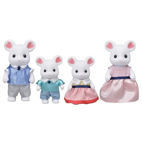 Calico Critters, Marshmallow Mouse Family, Dolls, Dollhouse Figures, Collectible Toys, 3 inches - Marshmallow Mouse Family - Image 1