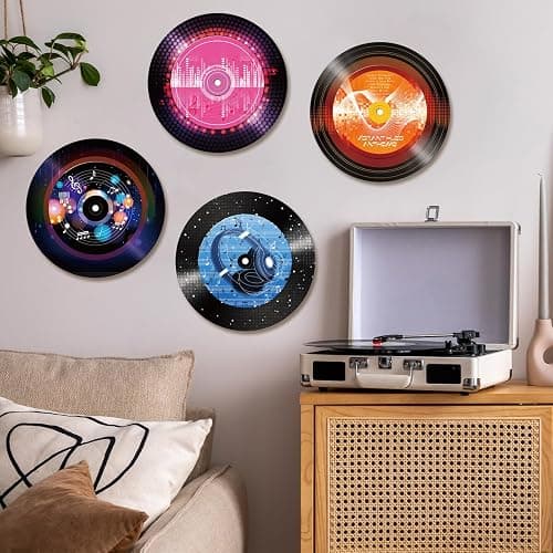 DOODLREAM 4PCS Colorful Abstract Music Vinyl Record Wall Decor 12" thumbnail 5