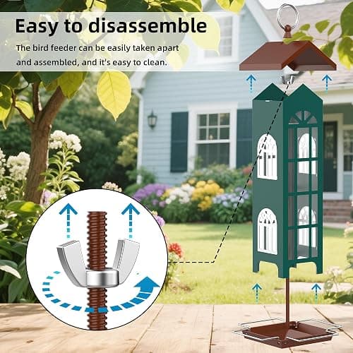 Metal Bird Feeder Bird Feeders for Outdoors Hanging,Waterproof and Rust-Proof,Easy Cleaning,Wild Bird Feeders Attracting Chickadees Goldfinches Cardinals Finches and Sparrows thumbnail 3