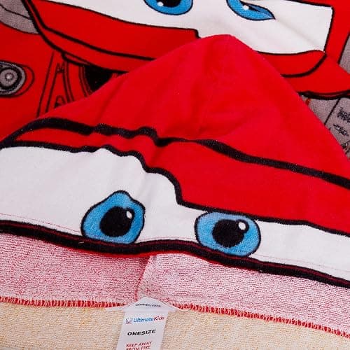 Disney Cars Hooded Towel 100% Cotton Kids Dress Up Lightning McQueen Poncho Beach Bath Towel Swimming Wrap thumbnail 5