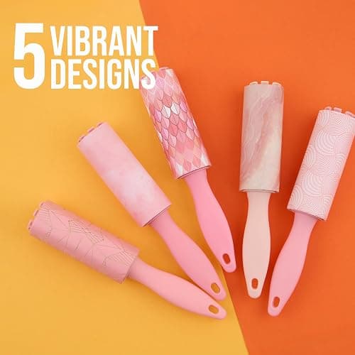 Expressions 5pc Mini Lint Rollers Value Pack - Colorful Compact Mini Lint Roller for Travel, Household Essentials Pet Hair Removal Tool & Lint Removers for Clothing (Pink) thumbnail 5
