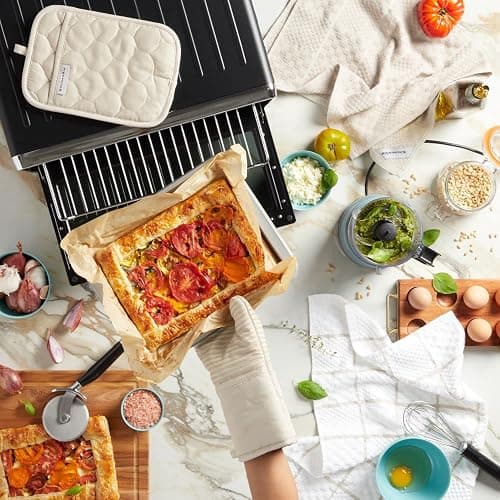 KITCHENAID Quilted Cotton Terry Cloth Oven Mitt, Pot Holder, Kitchen Towel 4-Pack Set, Heat Resistant, Silicone Grip, 16"x26", 7"x13" & 7"x10", Milkshake thumbnail 10