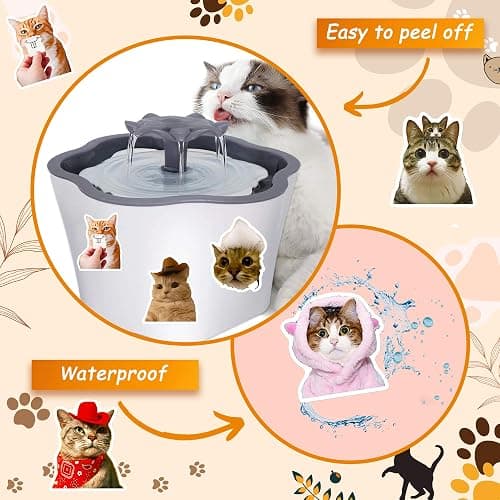 Funny Cat Stickers, 98 PCS Cute Cats Sticker for Laptop Scrapbook, Water Bottles, Guitar, Suitcase Phone, Snowboard, Cat Sticker Waterproof Vinyl for Water Bottle thumbnail 7
