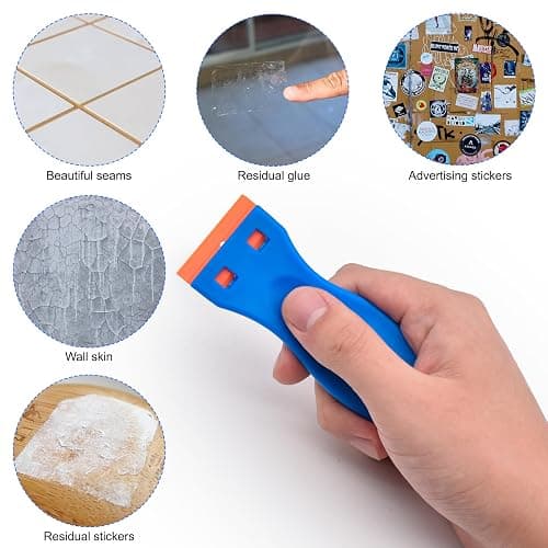 4 Pcs Plastic Razor Blade Scraper and 120 Pcs Blades, Remove Label Decal Tool,Forwithout Scratches Plastic Razor Blade Scraper, Adhesive Remover for Kitchen Appliances,Stickers and Paints on Window thumbnail 5