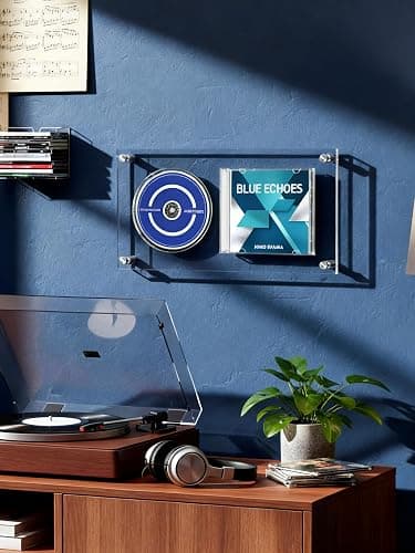 WEIMINLI Acrylic CD Frame Display Case for Disc and Insert, Clear | Acrylic CD display frame holds one disc and insert; signed CD display for wall or tabletop use, clear finish. thumbnail 4