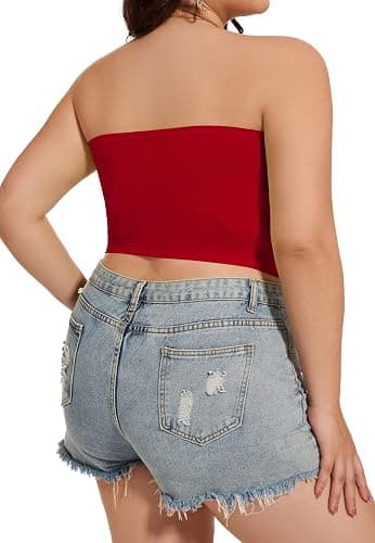Womens Tube Tops Summer Bandeau Casual Crop Top Going Out Strapless Tank Basic Short Shirt thumbnail 6