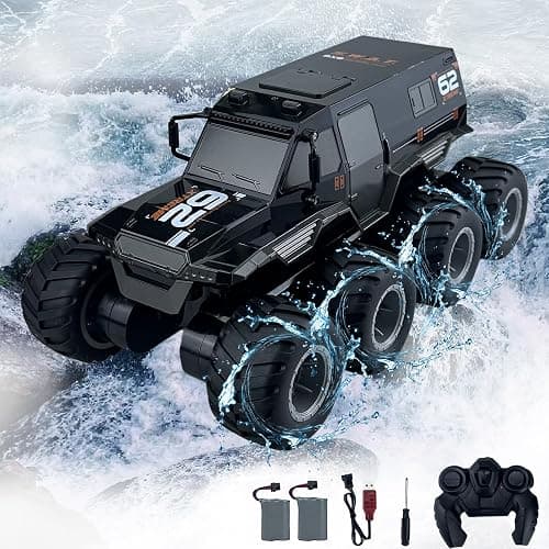 SEKAIHT Amphibious Remote Control Car RC Boats Waterproof RC Monster Truck 2.4GHz 8WD 2 Battery Drift RC Stunt Cars for Boys Girls Age 8-12,Kids Birthday Gifts Pool Toys - Image 1
