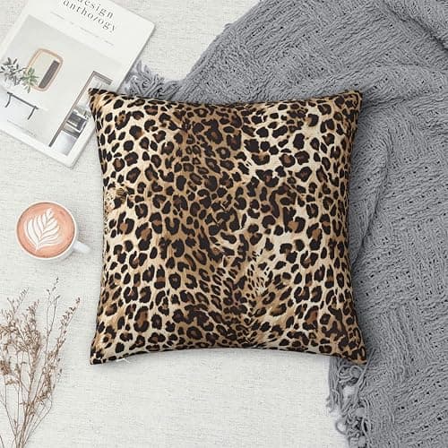 Yobvec Cheetah Print Pillow Covers Home Decor 18x18 Inch, Leopard Print Throw Pillowcase Decorative Cushion Cover for Bed Sofa Couch, 2 Sets thumbnail 5