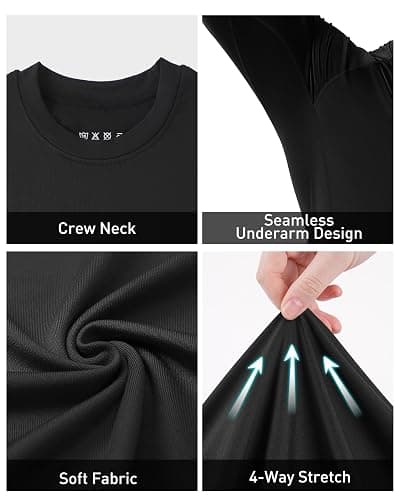 Roadbox Mens Compression Shirt, Cool Dry Long Sleeve Workout Shirts, Running Athletic Football Gym Base Layer Tops UPF 50+ thumbnail 3
