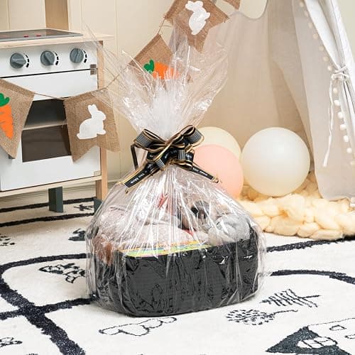 Cherrynow Square Cotton Rope Basket with Handles for Books, Magazines, Toys, Decorative Rectangle Woven Storage Basket for Baby Nursery, Living Room, Bathroom, Black thumbnail 2