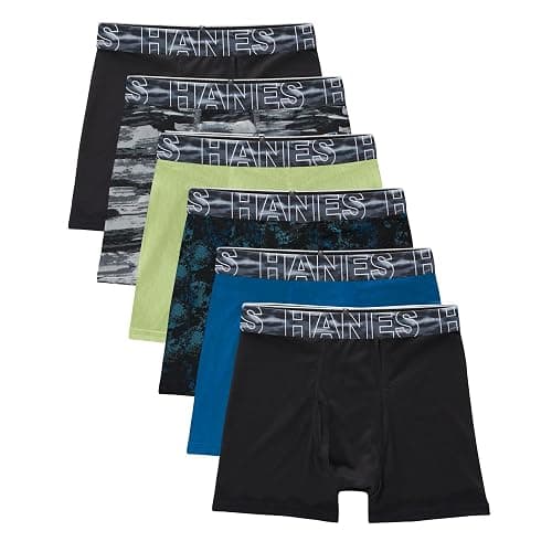 Hanes boys Hanes Boys' Performance Tween Boxer Briefs Underwear, X-temp, Assorted Solids, 6-pack - Image 1