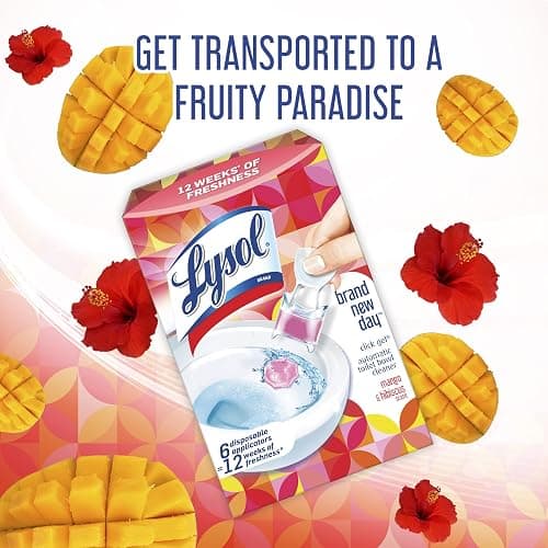 Lysol Click Gel Automatic Toilet Bowl Cleaner, Gel Toilet Bowl Cleaner, For Cleaning and Refreshing – Mango & Hibiscus, 6 applicators (Pack of 4, 24 Count Total) - Mango & Hibiscus - 6 Count (Pack of 4) thumbnail 3