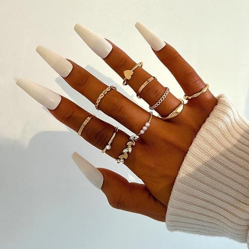 FAXHION 24-60 Pcs Gold Stackable Rings for Women, Knuckle Rings Chunky Gold Ring Set Dainty Stacking Cute Rings, Multiple Sizes Cute Jewelry Set Gift thumbnail 3
