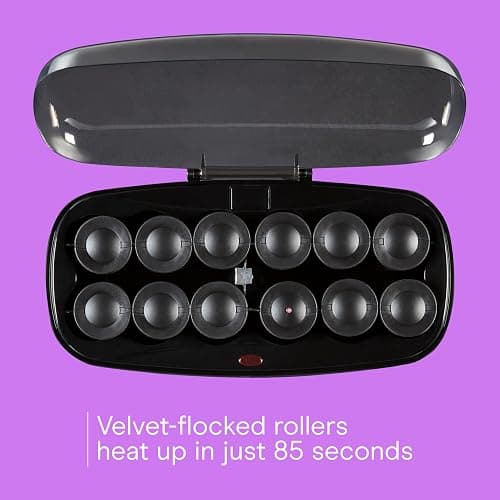 Conair Hot Rollers for Long, Medium & Short Hair, 12 Jumbo 1 ½" Heated Hair Rollers with Clips, Hot Curlers for Women, Volume & Curls, Amazon Exclusive, Black thumbnail 3