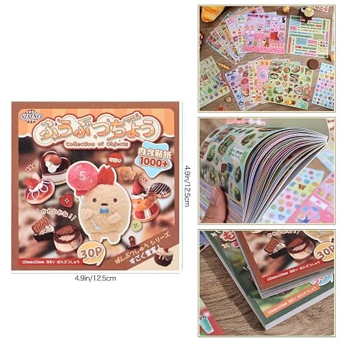 Girl's Japanese Retro Sticker Book, 1000+ Cute Comics Style Food Stickers, for DIY Scrapbooking Journaling Handbook Decoration thumbnail 3