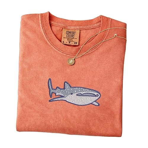 Embroidered Whale Shark Shirt, Cute Ocean Sea Life T-Shirt, Aesthetic Marine Biology Tee, Gift for Shark Lovers thumbnail 4