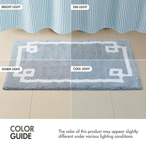 Madison Park Evan 100% Cotton Bathroom Non Slip Backing-Luxurious Tufted Plush Bath Mat Absorbent, Quick Dry, Spa Design Shower Room Décor, 20x30" Blue thumbnail 10