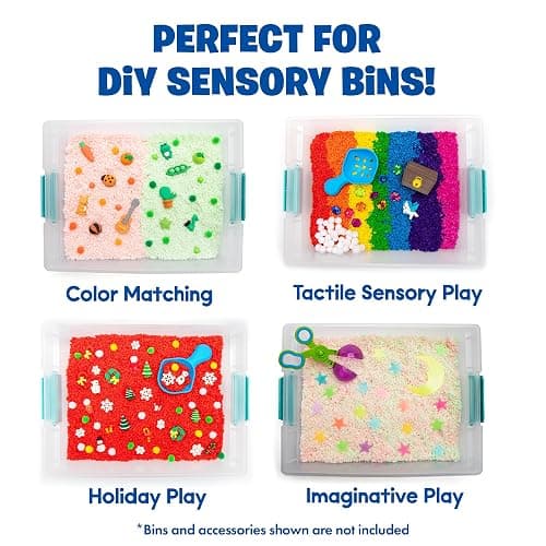 Educational Insights Pluffle® Glow-in-the-Dark - Sensory Bin Foam Set, No Mess Alternative to Sand Toys & Slime for Toddlers at Home or in the Classroom, Fun Sensory Table Filler, Gift for Ages 3+ thumbnail 4
