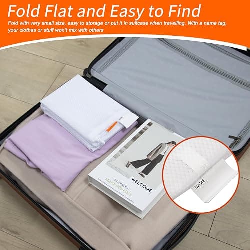 Polecasa Extra Heavy Duty Large Diamond Mesh Laundry Bags with Drawstring Closure & ID Tag, 24 x 36 inches Washable Storage Bag for College, Travel, Sports, Dorms, White thumbnail 5