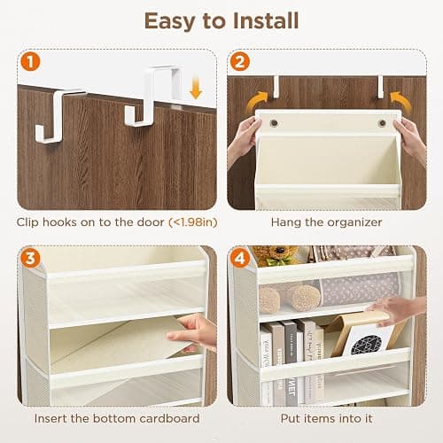 Mefirt Over The Door Organizer, 6 Shelf Door Hanging Organizers with 6 Large Capacity Pockets, Behind Door Storage Hanging Shelves for Closet Wall Bathroom Bedroom Nursery thumbnail 6