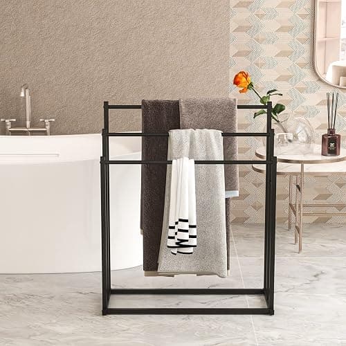 Honiter Towel Racks for Bathroom, 3 Tier Free Standing Towel Rack, Blanket Drying and Display Rack for Oversized Bath Towels Bathroom Accessories, Next to Tub or Shower thumbnail 4