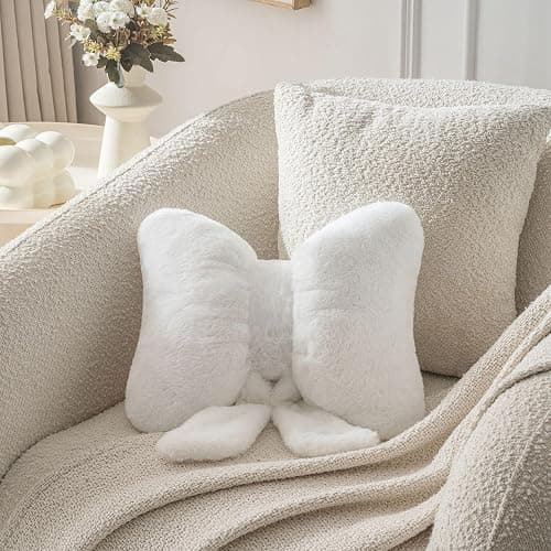 Novohive Bow Pillow Throw Pillows Butterfly Shaped Decorative Cute Pillows for Bed Sofa Cute Home Decor,White 10 * 8inch thumbnail 4