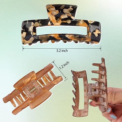HAYHOI 10 Pcs Hair Claw Clips, Marble Tortoise Acrylic Large Hair Claw Clip Thick Thin Hair, Cute Butterfly Hair Barrettes Pins, Aesthetic Styling Accessories ,Brown Opal Pink, 10.0 count, Pack of 10 thumbnail 3