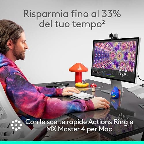 Logitech MX Master 4 per Mac, mouse Bluetooth ergonomico con feedback aptico a prestazioni avanzate, scorrimento ultraveloce, ricarica USB-C, macOS, iPadOS, Windows - Nero siderale thumbnail 3