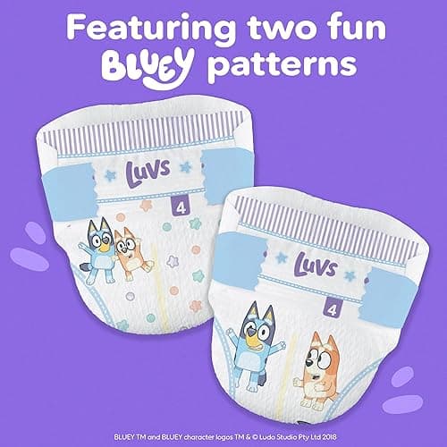 Luvs Size 1 Baby Diapers, Platinum Protection Bluey Diapers for Day & Night, Size 1, 294 Count (Packaging May Vary) thumbnail 11
