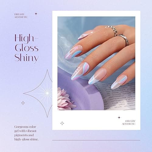Beetles Gel Nail Polish Set - 6 Colors Purple Baby Blue Light Color Gel Nail Kit Lavender Violets Collection Soak Off UV LED Gel Manicure DIY Periwinkle Nail Polish Salon Gift for Women Girls thumbnail 6