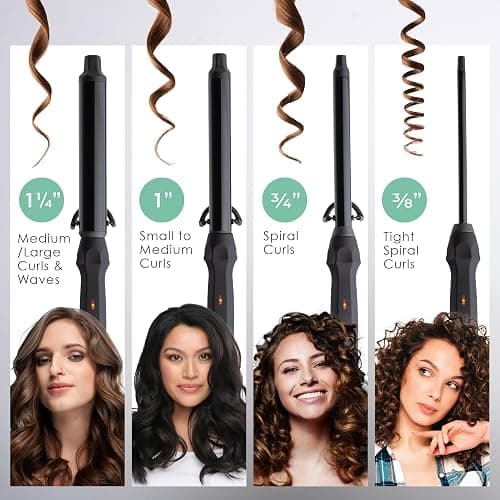 MINT Professional Clamp-Free Curling Wand 1 1/4 Inch for Long Hair | Extra Long Curl Wand with 4-Heater Ionic Ceramic Barrel | Best Curling Wands | Adjustable 230-430°F | Worldwide Dual Voltage thumbnail 5