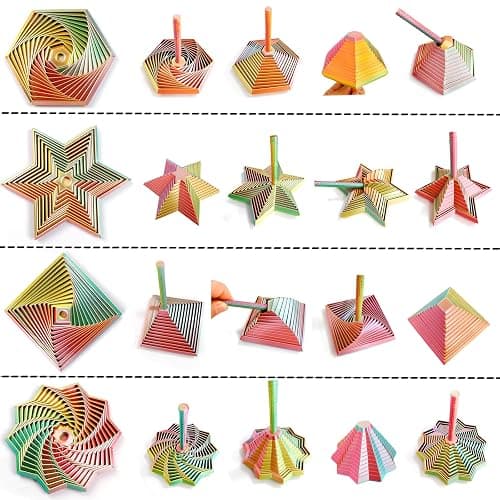 4PCS 3D Printed Fidget Toys for Adults – Multi-Layer Geometric Shapes with Handle, ASMR Clicking Sound, Stress Relief Toy for Anxiety & Focus (Gold, Green, Purple, Rainbow Finish) thumbnail 3