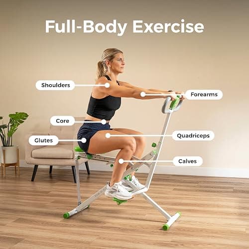Sunny Health & Fitness Smart Row-N-Ride Glute & Leg Trainer, Foldable Squat Assist Rower with Exclusive SunnyFit App Connection thumbnail 2