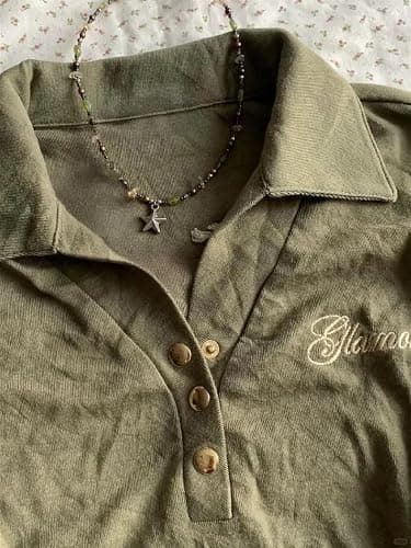 Y2k Grunge Polo Collared Shirts Women Button Down Crop Top 2000s Emo Vintage Streetwear Summer thumbnail 4