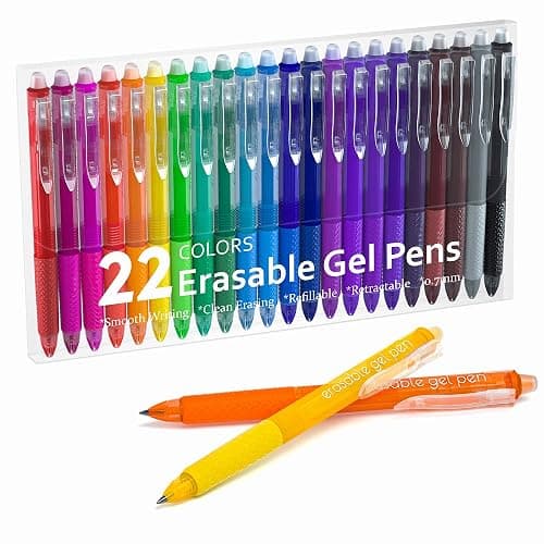 Erasable Gel Pens, 22 Colors Lineon Retractable Erasable Pens Clicker, Fine Point, Make Mistakes Disappear, Assorted Color Inks for Drawing Writing Planner and Crossword Puzzles - Image 1