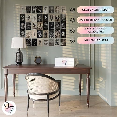 97 Decor Vintage Dark Academia Decor For Bedroom - 40 Pcs Moody Dark Academia Wall Art Prints, Dark Gothic Decor For Home, Halloween Wall Collage Kit Goth Wall Decor Aesthetic Posters For Dorm (4x6) thumbnail 5