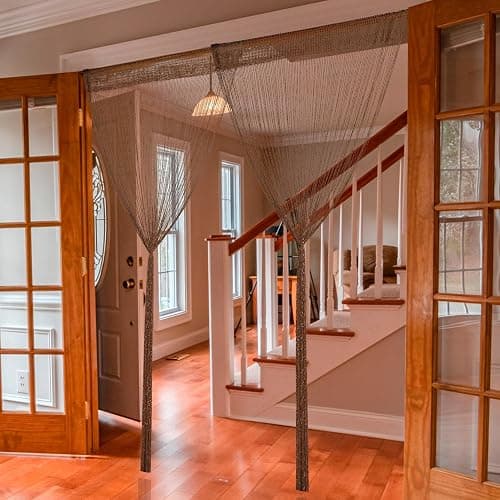 Hysenm 2 Pack 39 x 79 Inch Beaded Curtain String Door Curtains, Hippie Room Decor Closet Beaded Curtains for Doorway, Room Divider Privacy Decor, Boho Home Decoration for Bedroom, Party, Brown thumbnail 4