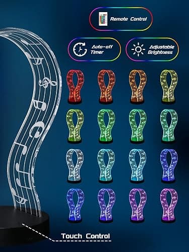 CoolGift Mart Light Up Headphone Stand with 16 Color Lights, Music Notes Pattern Acrylic Headset Stand with 1 USB and 1 Type-C Charging Ports, Gifts for Gamers Men and Music Lovers thumbnail 3