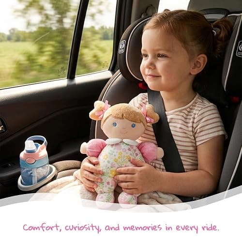 June Garden My First Doll Blossom, 9.5" Soft Plush Baby Doll with Gentle Rattle, Embroidered Face, Pink Floral Pajamas, First Doll Gift for Newborns, Infants & Toddlers thumbnail 6