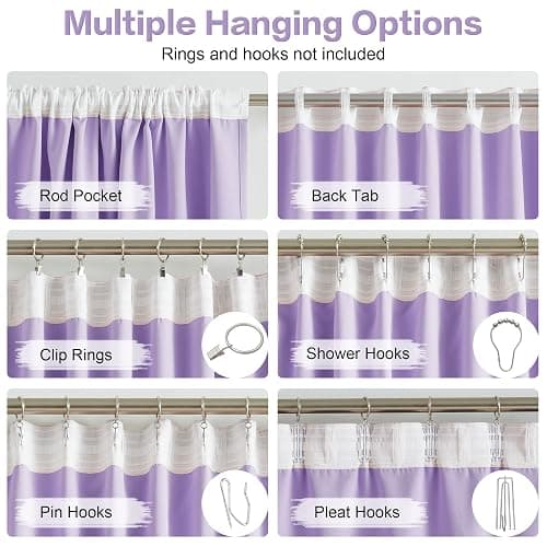 DUALIFE Lavender Curtains Room Darkening Curtains，Rod Pocket and Back Tab Thermal Insulated Drapes 52x120 Inch，2 Panels thumbnail 4
